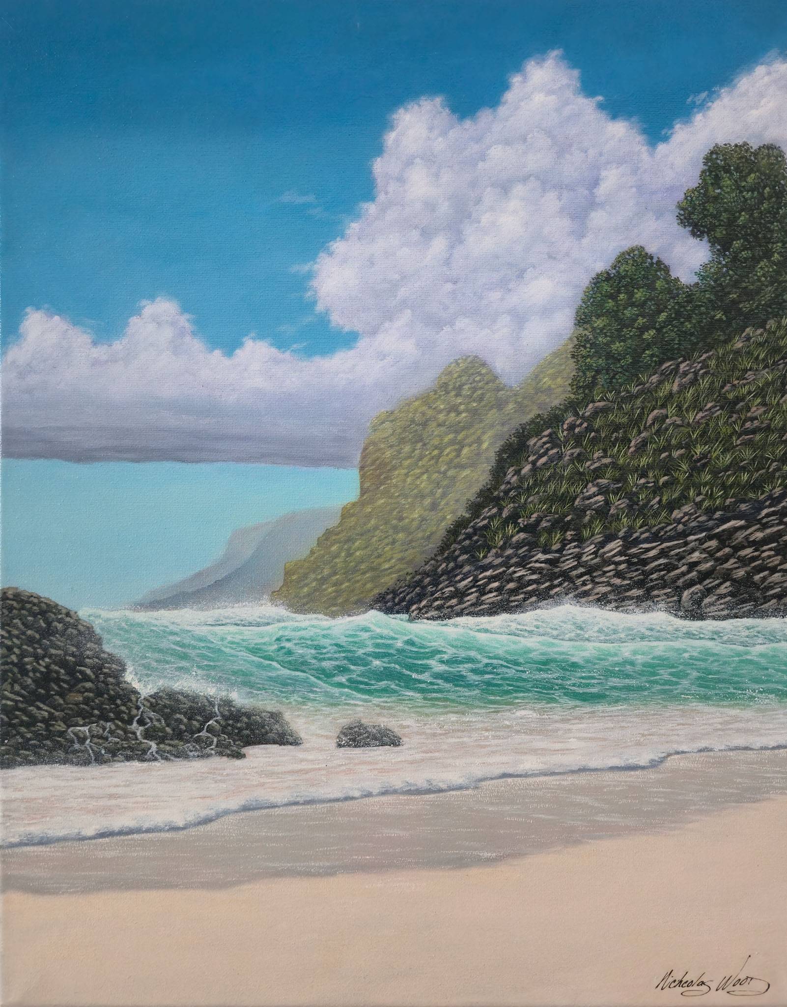 Where Sky Becomes Sea (Turquoise Ocean Wave Painting – Coastal Beach Wall Art)